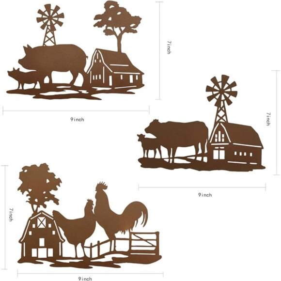 Farm Wall Decor Farmhouse Fence Decor Outdoor Metal Wall Art Cow Farm Animal - Picture 5 of 8